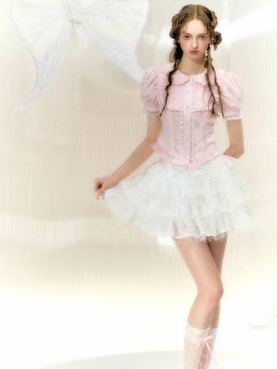Flower Lace Girly Frill Mini Skirt NAR0020