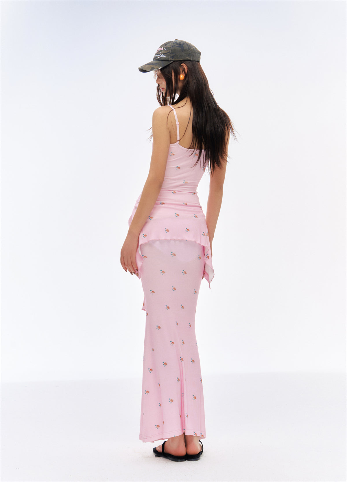 Floral Pink Long Camisole Dress CUR0193