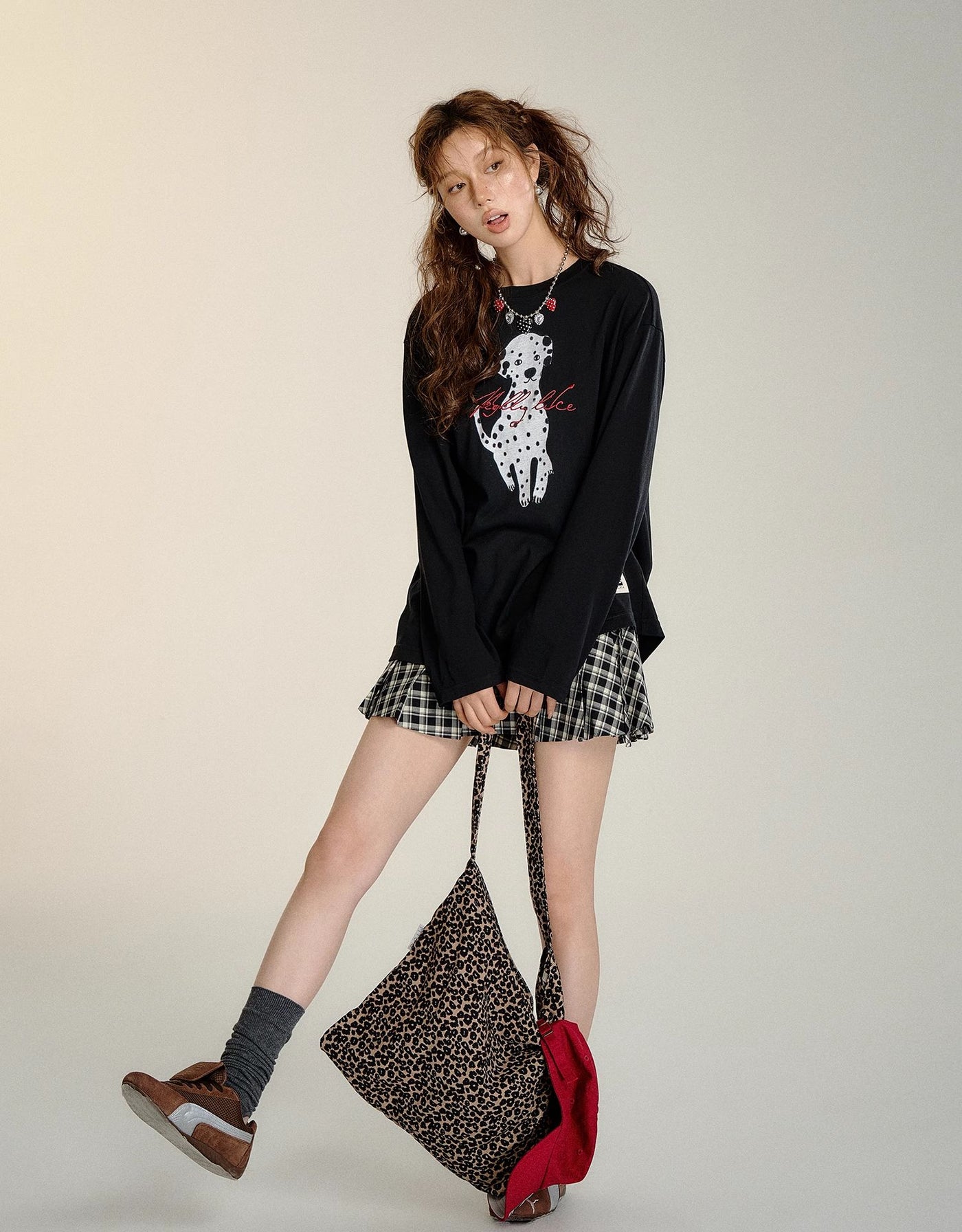 Dalmatian Outline Long-sleeved T-shirt SOM0095