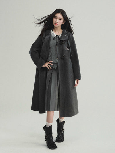 Lamb Wool Blend Hooded Duffle Coat FRA0222