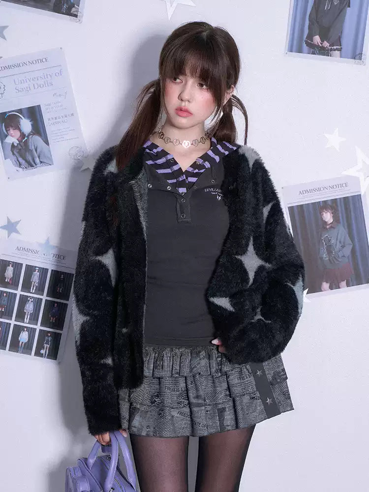 Gray And Purple Fake Two-piece Hoodie/Skirt SAG0211