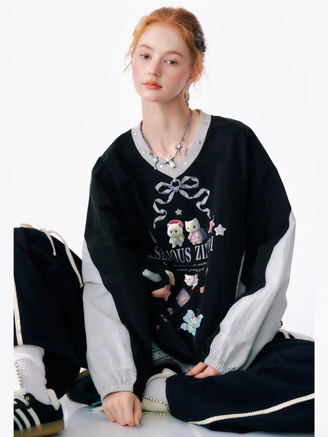 シゾールベル型お好きなお色6枚でこの価格！✨特典2枚付き✨ Fancy Printed Bicolor Jersey Style Casual Top ZIZ0152
