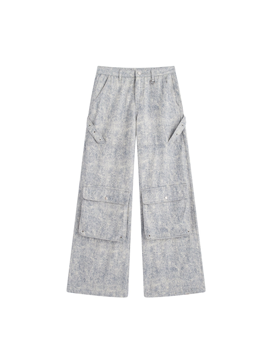 Pocket Work Style Washed Loose Denim Pants LAP0030