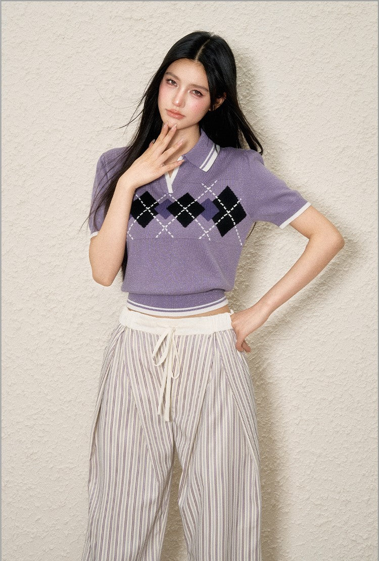Striped Pleated Wide-leg Pants AGM0114