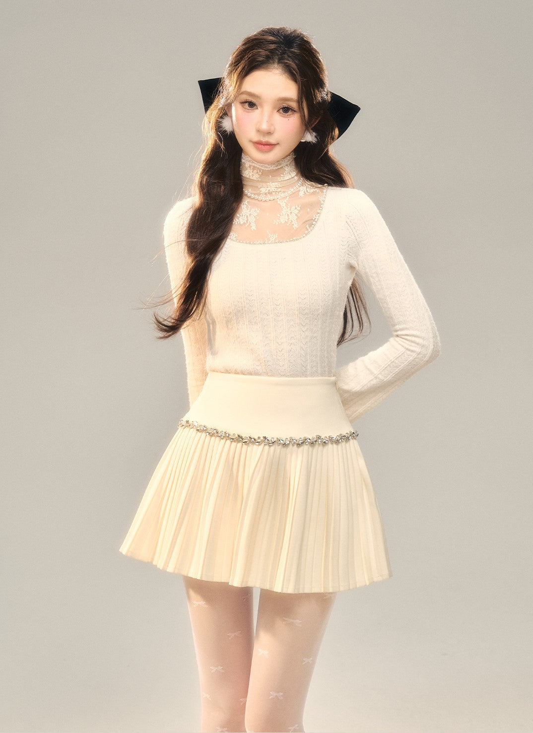 Diamond Pleated Short Skirt BBB0138