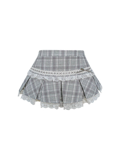 small suit top & gray plaid skirt SER0081