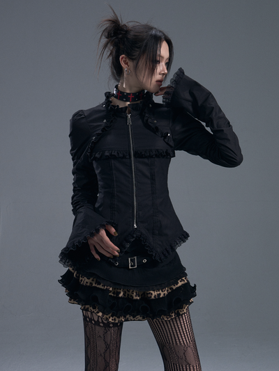 Gothic Lace-up Trumpet Sleeve Shirt FRU0085