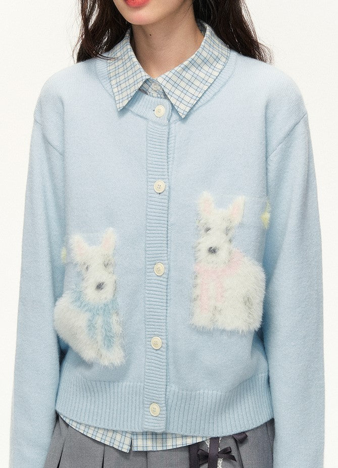 Short Blue Dog Soft Sweater Cardigan NTO0137