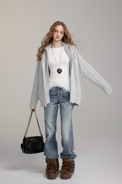 Fake Two-piece Turtleneck Sweater Cardigan VIA0222