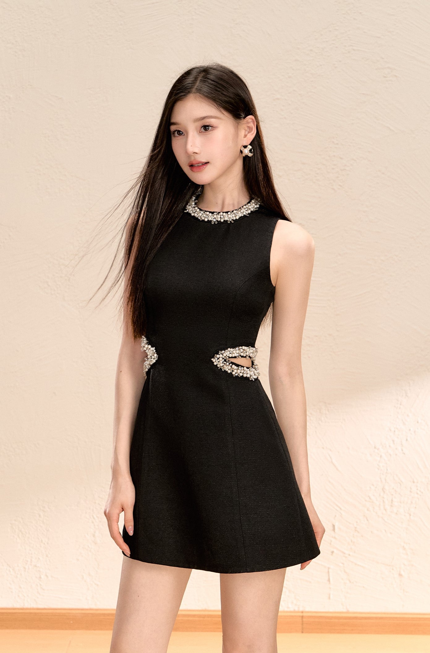 Black Sleeveless A-line Dress OSH0060