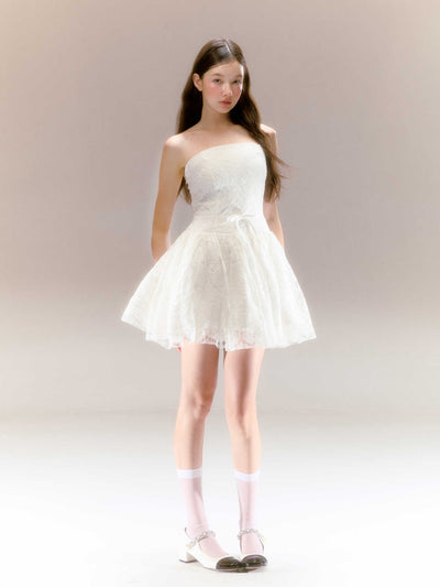 White Lace Swan Ballet Tube Top Style Tutu Dress REC0047