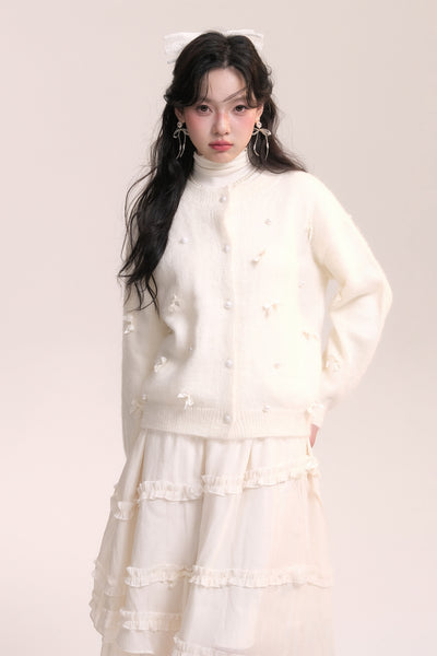 Ballet Style Handmade Bow Knitted Cardigan AOO0039