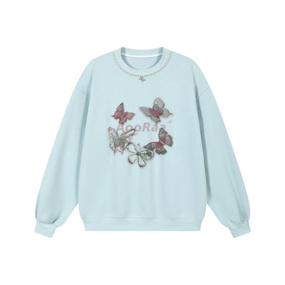 Pearl Necklace Design Butterfly Pattern Sweat Top AOO0035