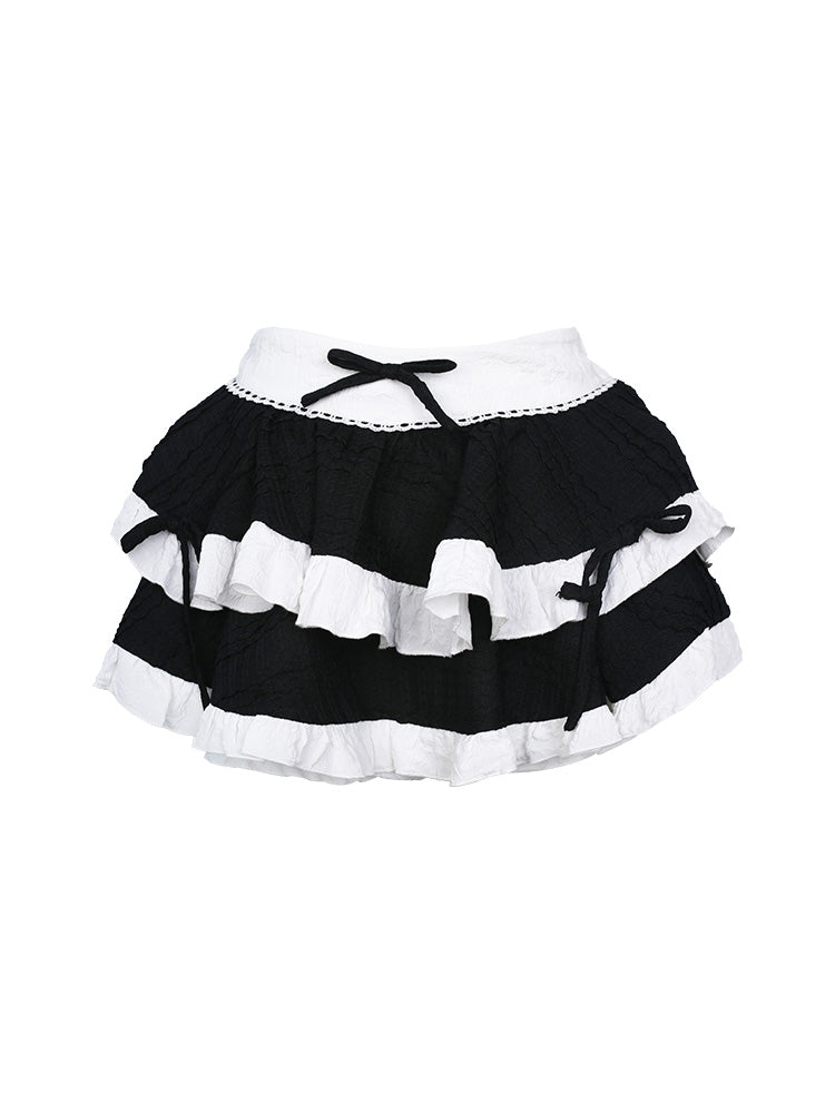 Chinese Style Panda Pattern Top & Ruffle Layered A-line Mini Skirt SER0023