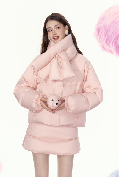 Bear Lightweight Warm Short Casual Down Jacket/Short Skirt/Scarf AYF0069