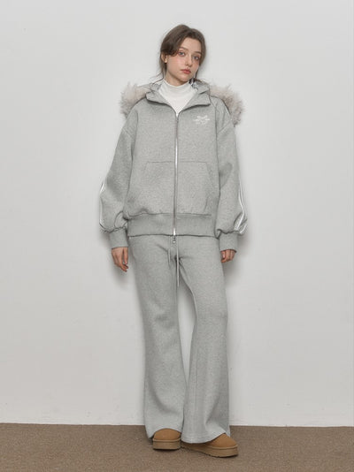 Detachable Fur Sweatshirt Jacket/Sweatpants QDQ0110