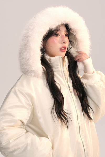 Flight Diary Fur Collar Bow Pilot Cotton Jacket AOO0048