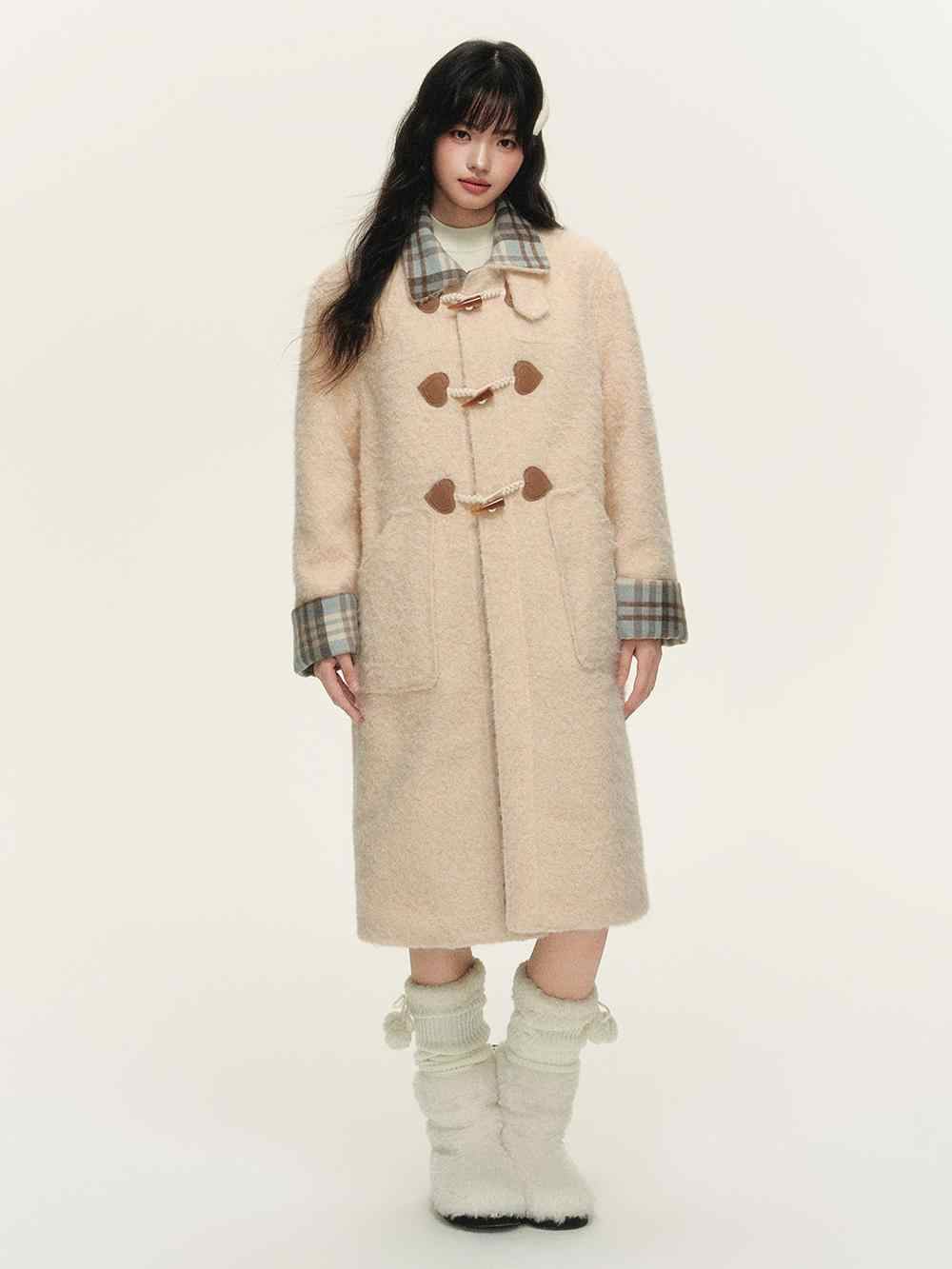 Plaid Lined Girly Duffle Coat NTO0150