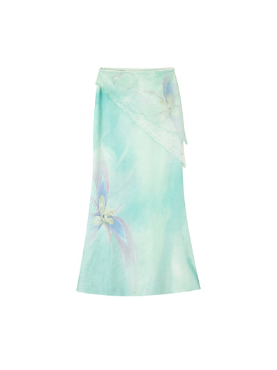 China Style Aurora Borealis Color See-through Sleeveless Top & Aurora Borealis Color Slim Skirt OFA0150