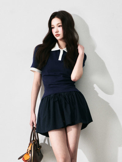 Contrast Color Waist Polo Shirt LUL0129