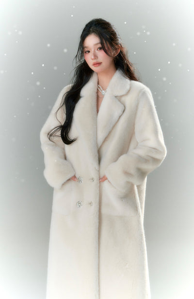 Mink velvet double snowflake button coat BBB0014
