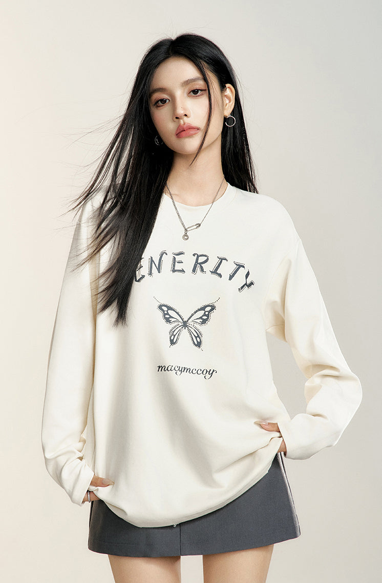 Diamond Long-sleeved Butterfly T-shirt MAC0083