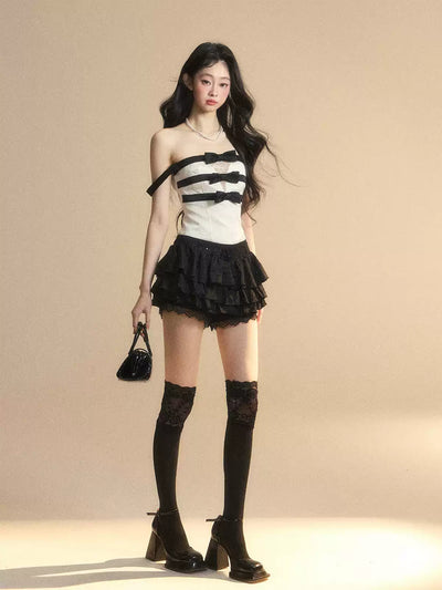 Doll One-shoulder Lace Top DIA0421