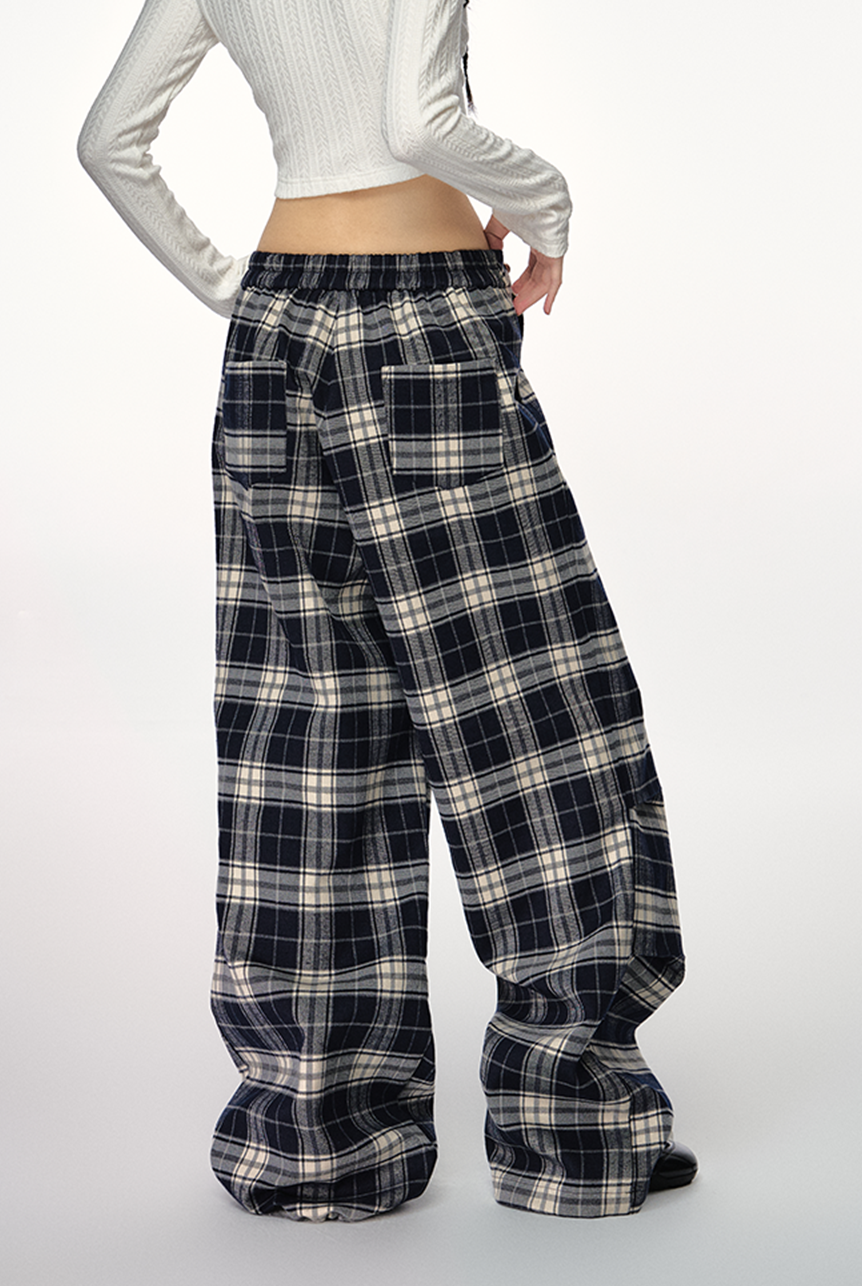 Plaid Wide-leg Casual Versatile Pants PUN0024