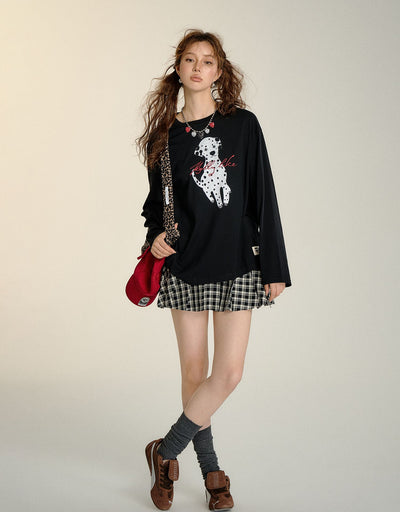 Dalmatian Outline Long-sleeved T-shirt SOM0095