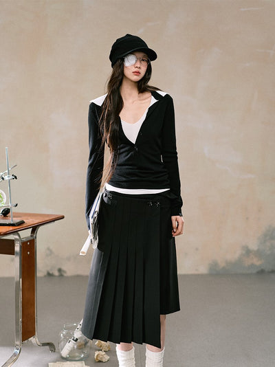 Retro Pleated Skirt/Straight Pants LAL0110