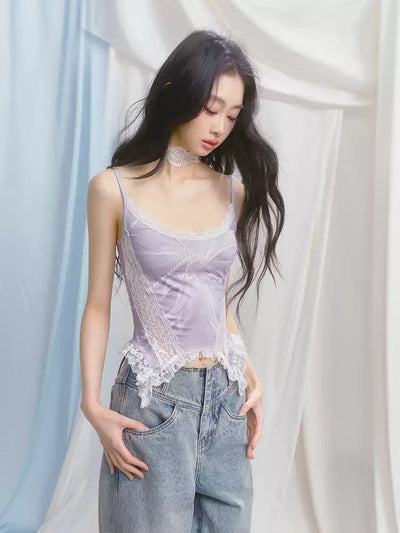 Butterfly Print Lace Camisole SAL0150