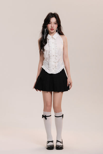 Lace Design Girly Sleeveless Shirt Top AOO0031