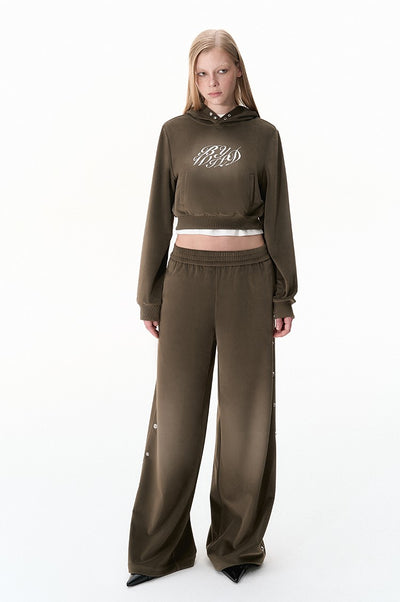 Velvet Sweatshirt Hoodie/Low Waist Rivet Design Pants BYW0018