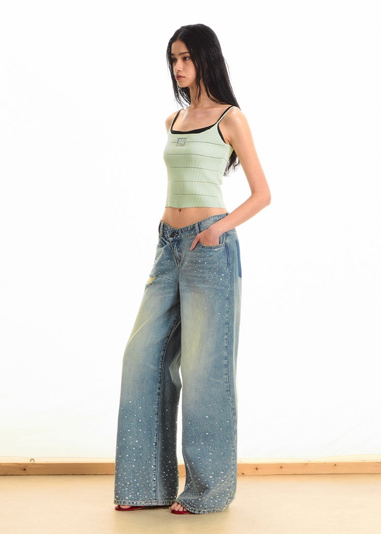 Washed Diamond Straight Wide-leg Jeans NOT0285
