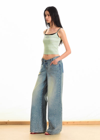 Washed Diamond Straight Wide-leg Jeans NOT0285