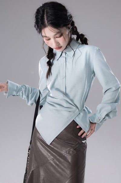 Wrap-around Silhouette Irregular Placket Shirt/Vest COT0157