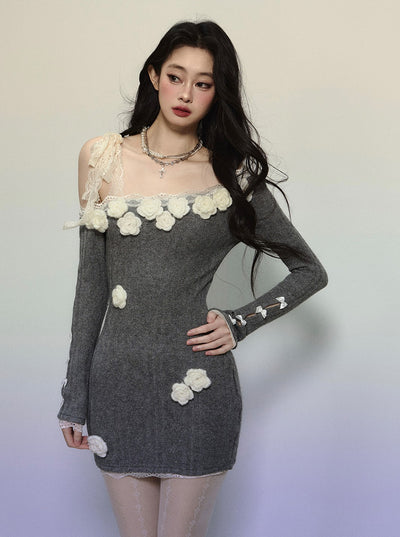 Rose French Lace Off-shoulder Dress DIA0294