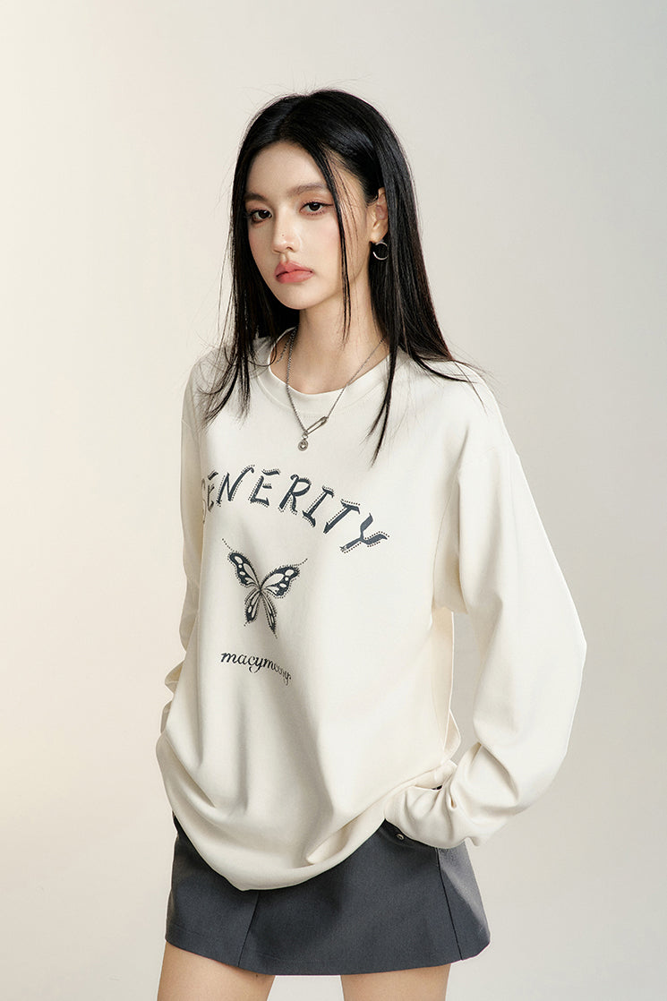 Diamond Long-sleeved Butterfly T-shirt MAC0083