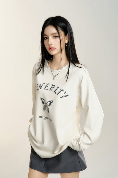 Diamond Long-sleeved Butterfly T-shirt MAC0083