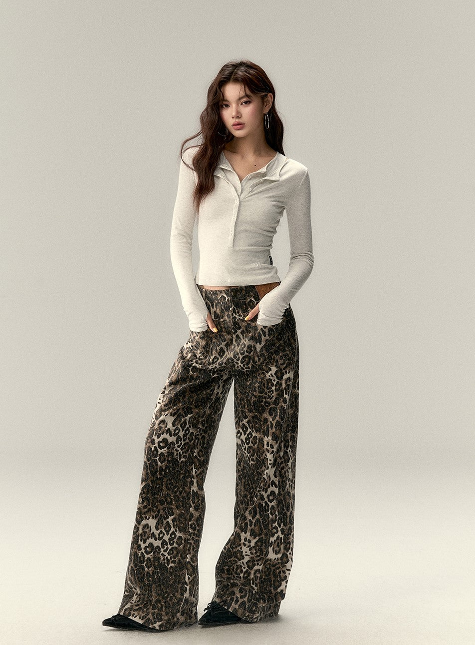 Leopard/Camouflage Wide-leg Pants VIA0196