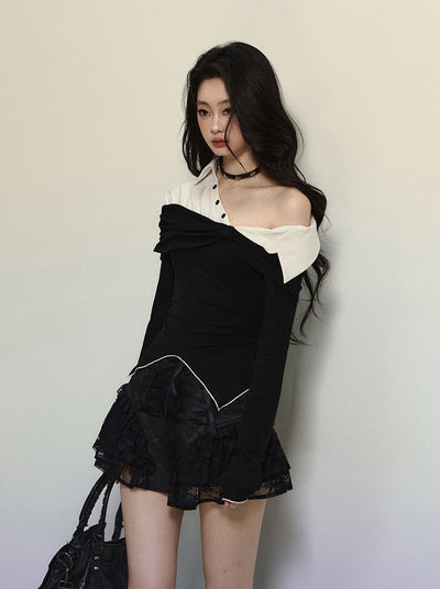 Irregular Lace Puffy Short Skirt DIA0298