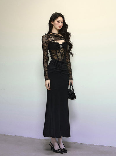 High-end Lace Long Dress DIA0318