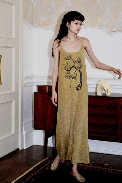 Embroidery Special Metallic Knitted Dress BAD0034