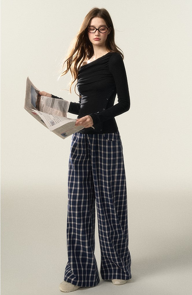 Retro Plaid Mopping Casual Pants AFF0030