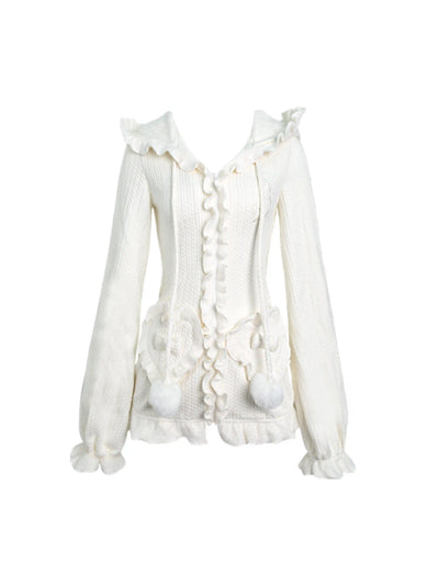 Creamy Rabbit Fur Knitted Sweater Cardigan/Fur Knitted Shorts SER0108