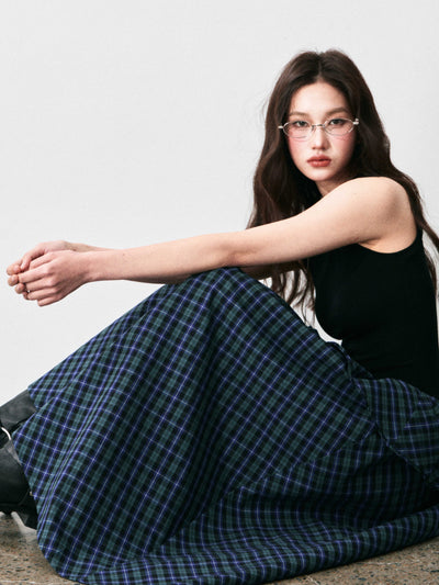 Layered Sleeveless Plaid Dress LUL0134