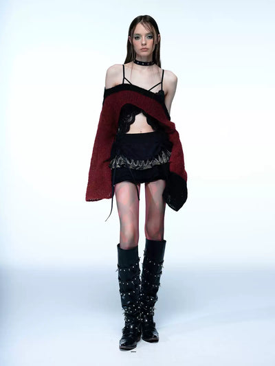 Dark Punk Rock Style Pleated Half-length Cake Short Skirt EMO0031