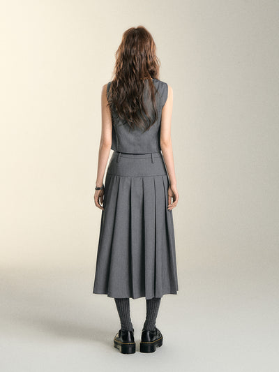 Asymmetric Gray Skirt SOM0090