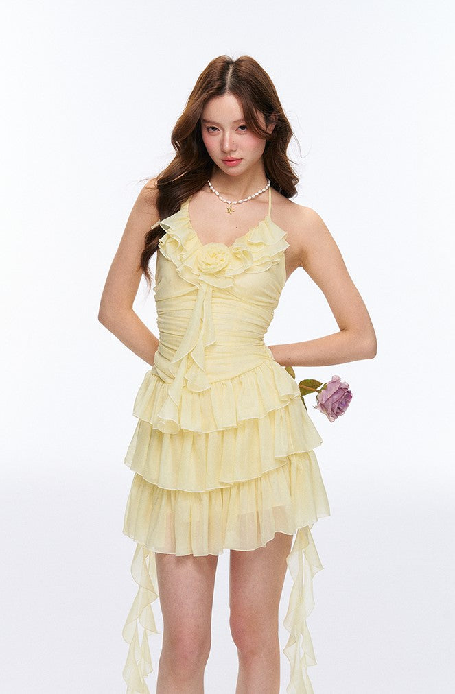 Ruffled Irregular Chiffon Cake Dress AFF0043