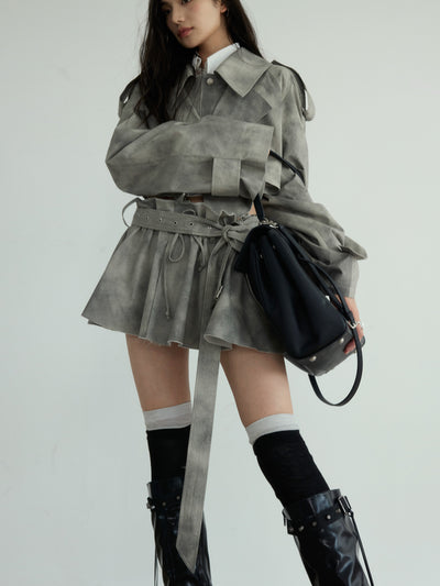 Wasteland Dirty Dye Windbreaker Jacket & Skirt JNY0168